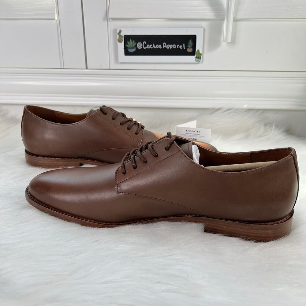 New Men’s Classic Coach Plain-Toe Derby Leather Oxfords Size 13 - Picture 3 of 8